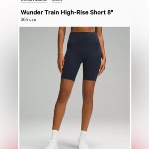 Wunder Train High-Rise Short 8" in Navy, size 8